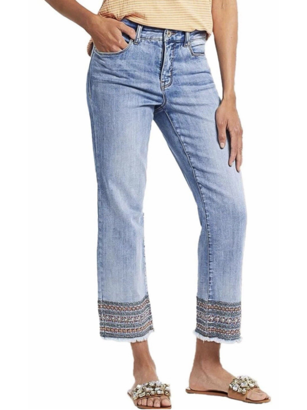 Flamingals Straight Leg Low Rise Cropped Jeans M